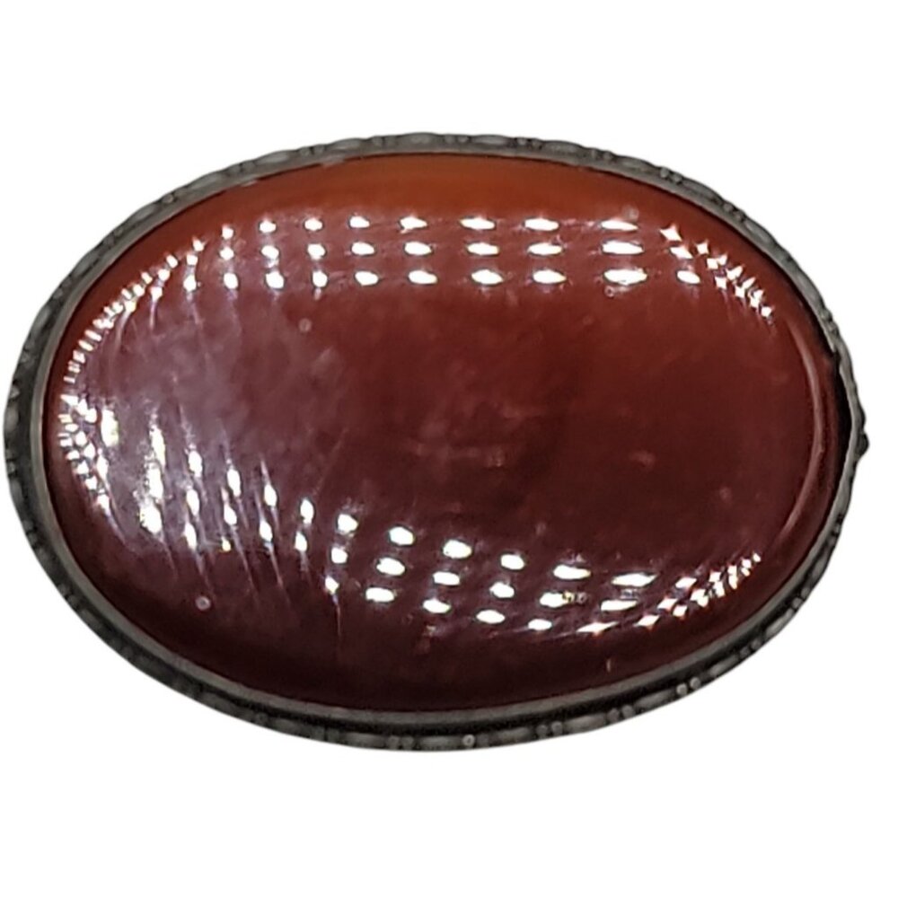 Designer Signed Sterling Carnelian Brooch Germany Makers Mark Vintage 925 Silver